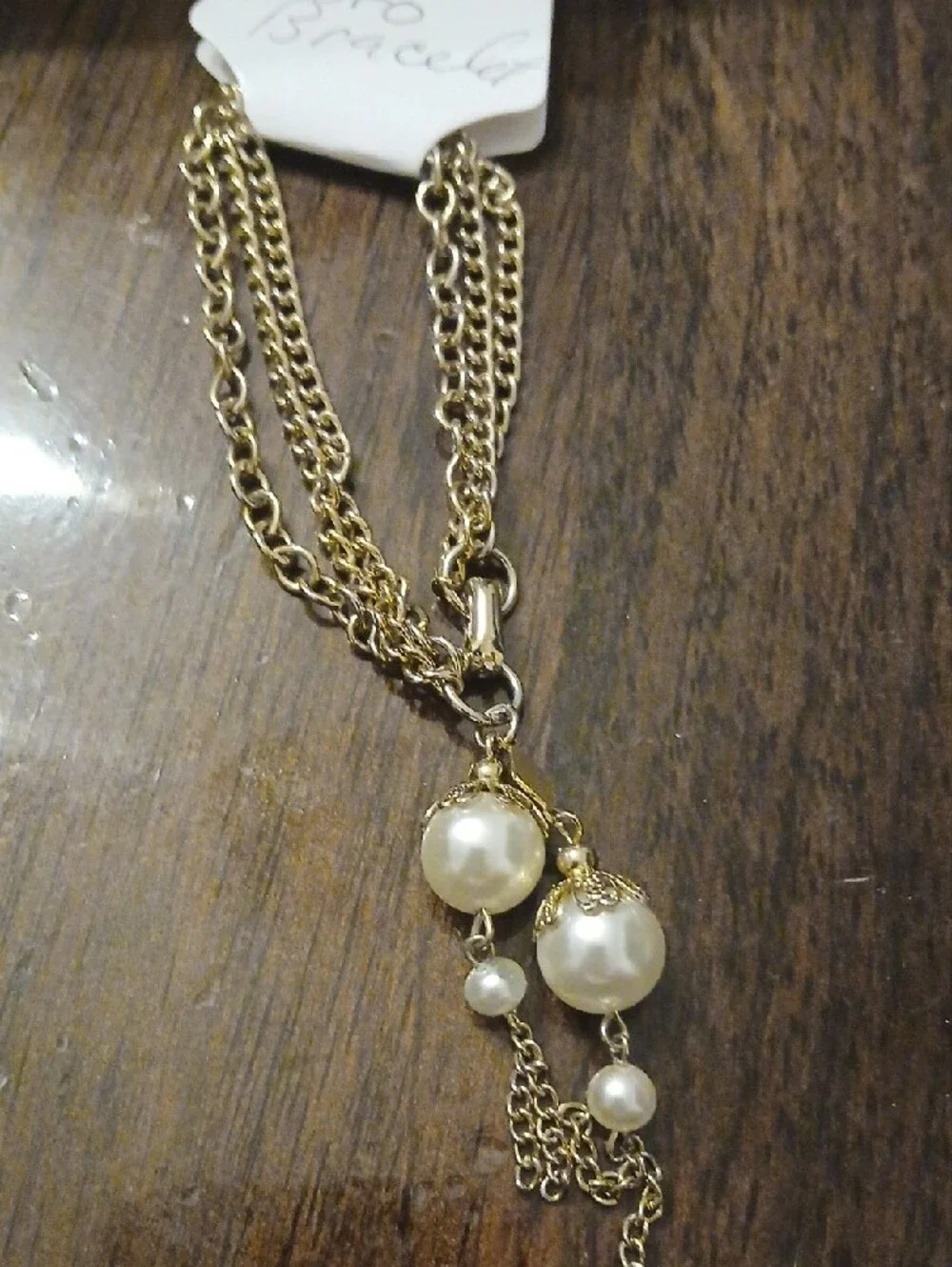 Coro Gold-Tone Pearl Drop Multi-Chain Bracelet Vintage
